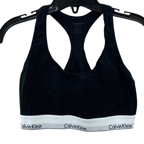 New Calvin Klein Womens XL Black Unpadded Wireless Racerback Bralette Sports Bra - Picture 1 of 4